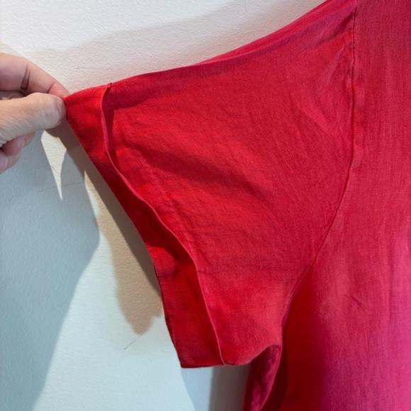 ROSEMARINE Sz 1X Dress 100% Linen Round Neck Sheath pockets Eyelet Hem Unlined - Picture 5 of 11